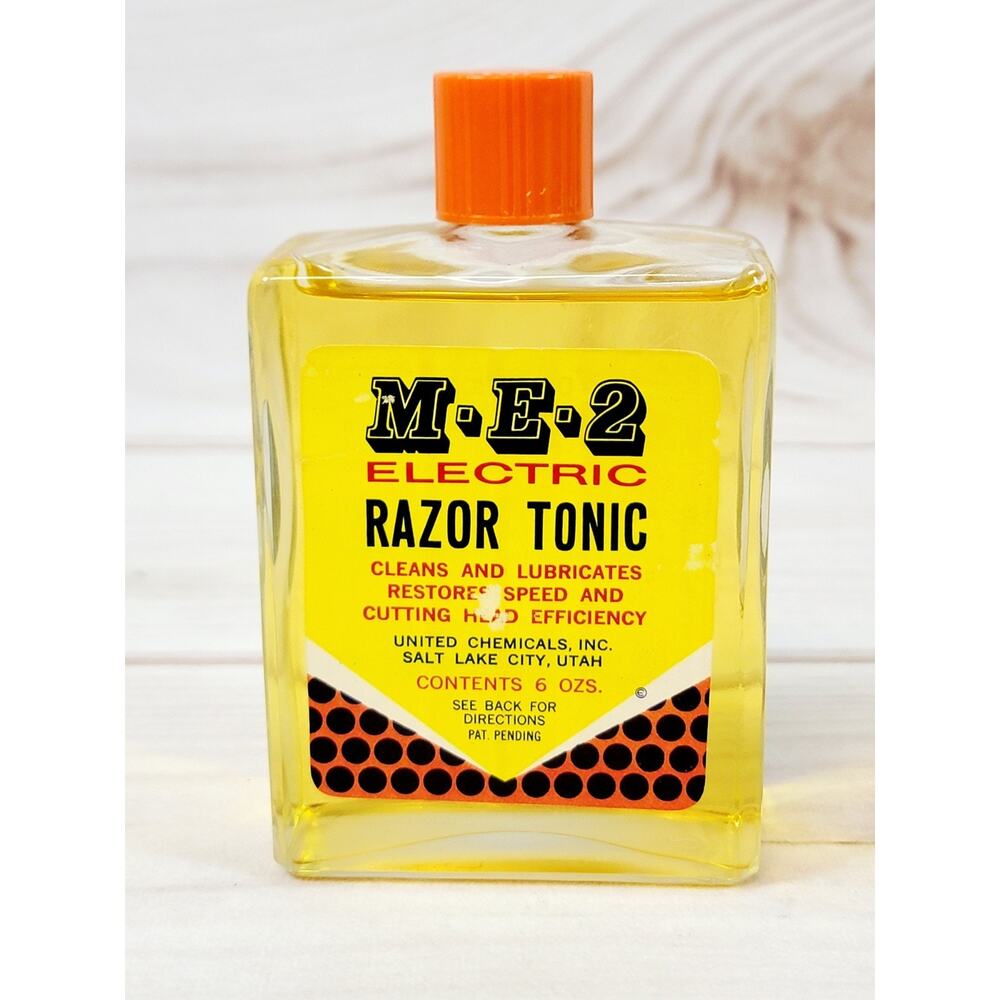 Vintage M.E.2 Electric Razor Tonic Glass Bottle NEW Old Stock 6oz. Made In USA